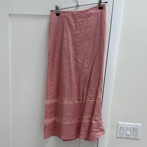 Reformation Pink Lace Midi Skirt (size 2)